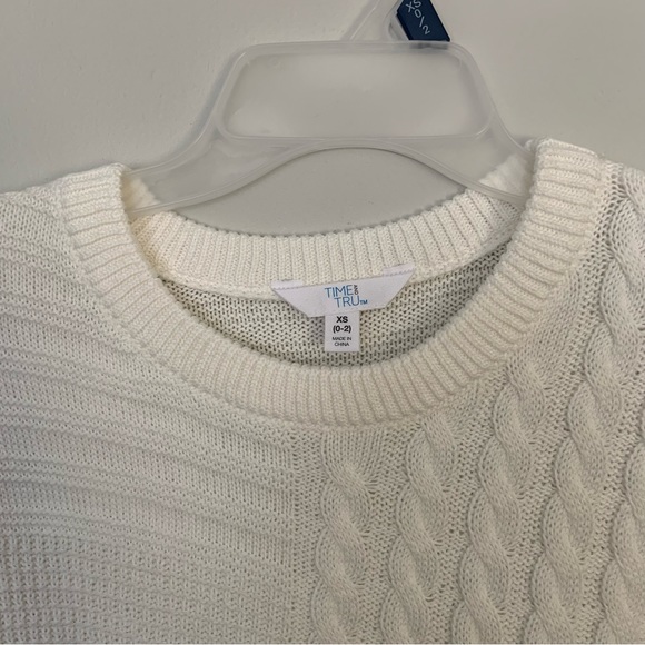 NWT Women's Patchwork Mixed Stitch Sweater, Winter White Size XS - Picture 2 of 5